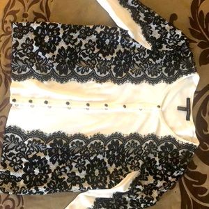 Ivory and black snapped cardigan